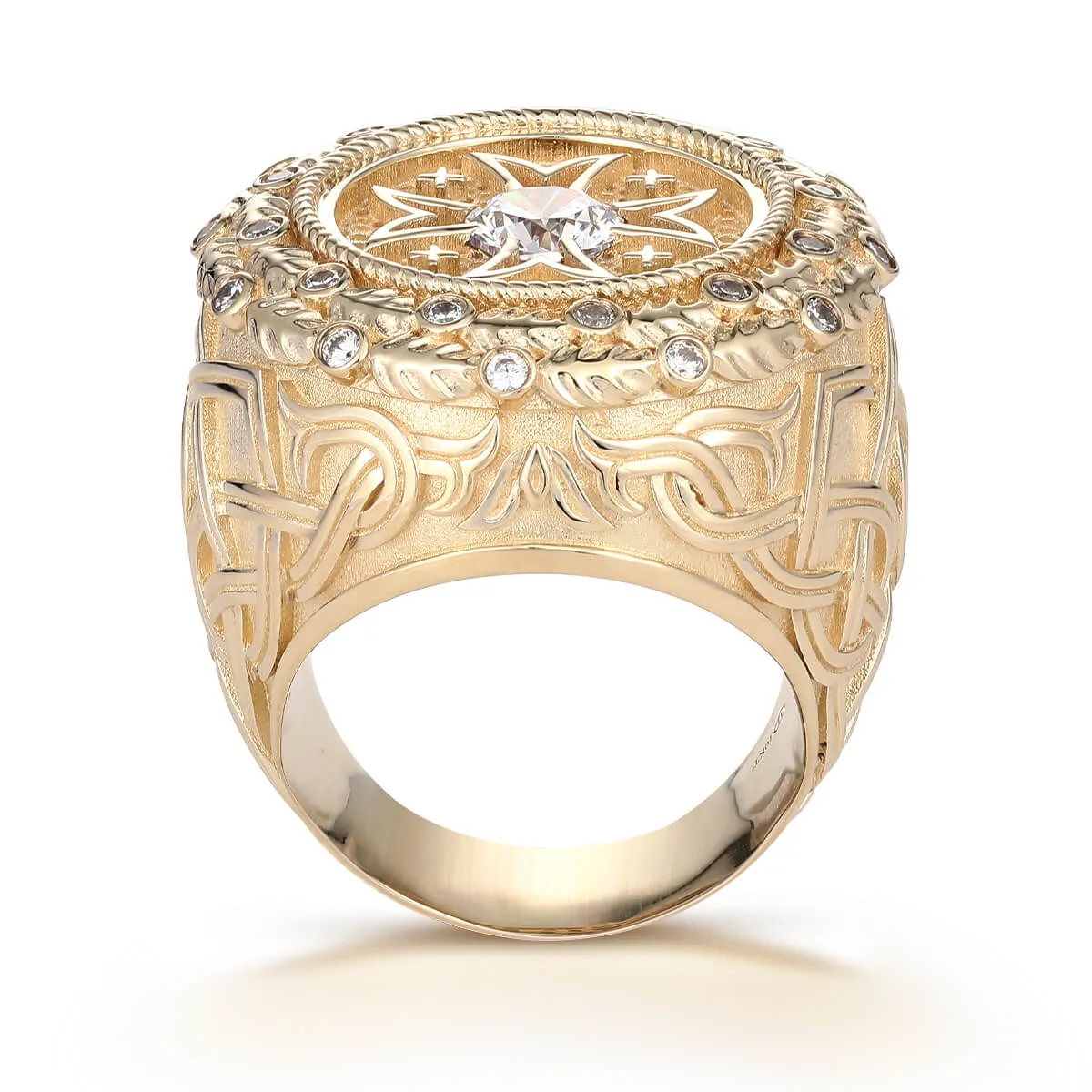 Large Maltese Cross Ring With Diamonds