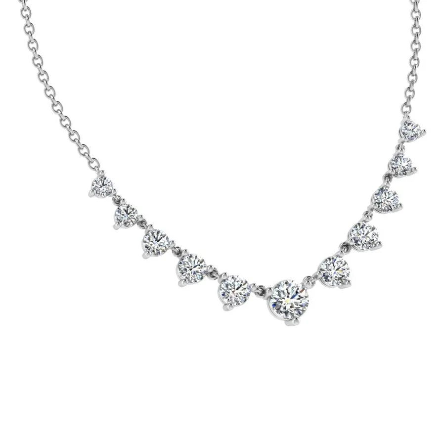 Linked Diamond Tennis Necklace White Gold