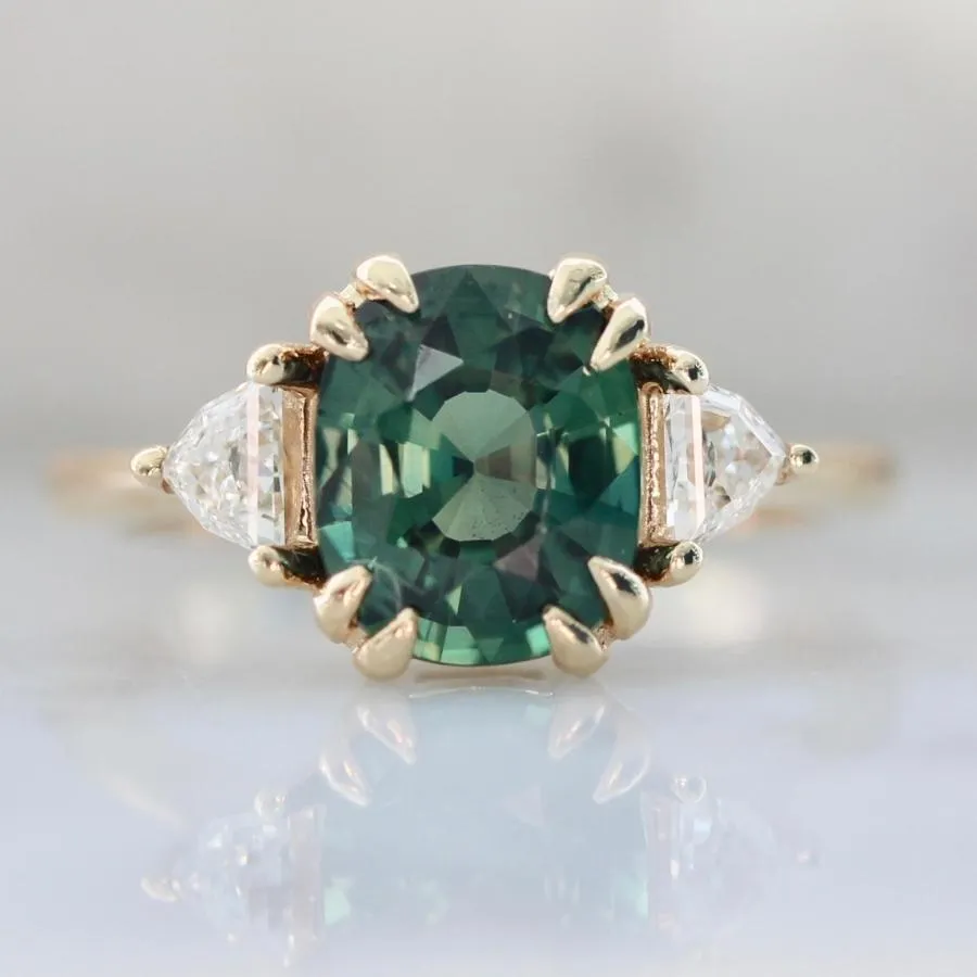 Lola Green Cushion Cut Sapphire Ring