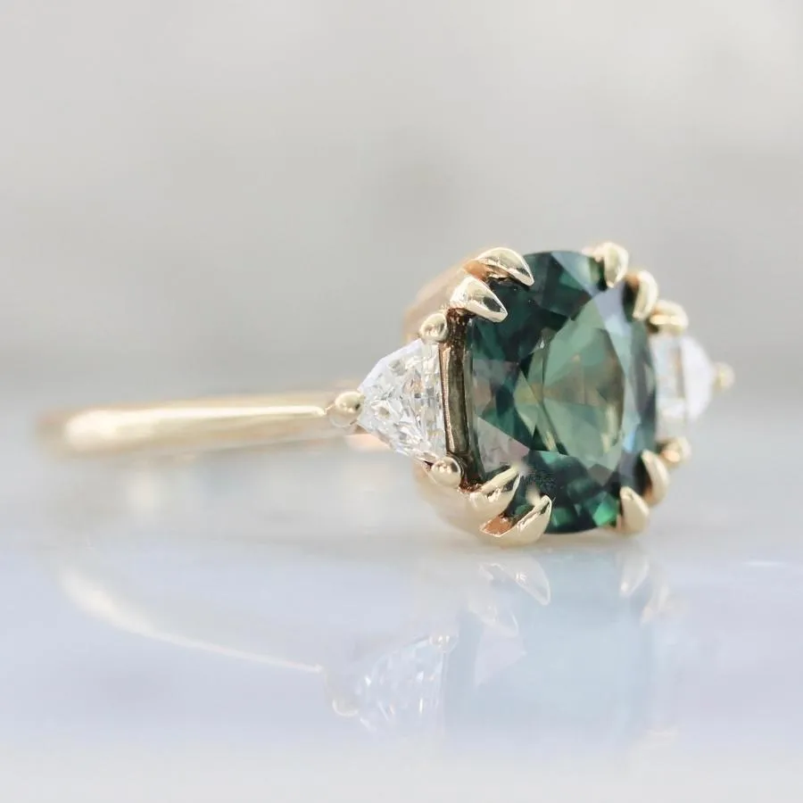 Lola Green Cushion Cut Sapphire Ring