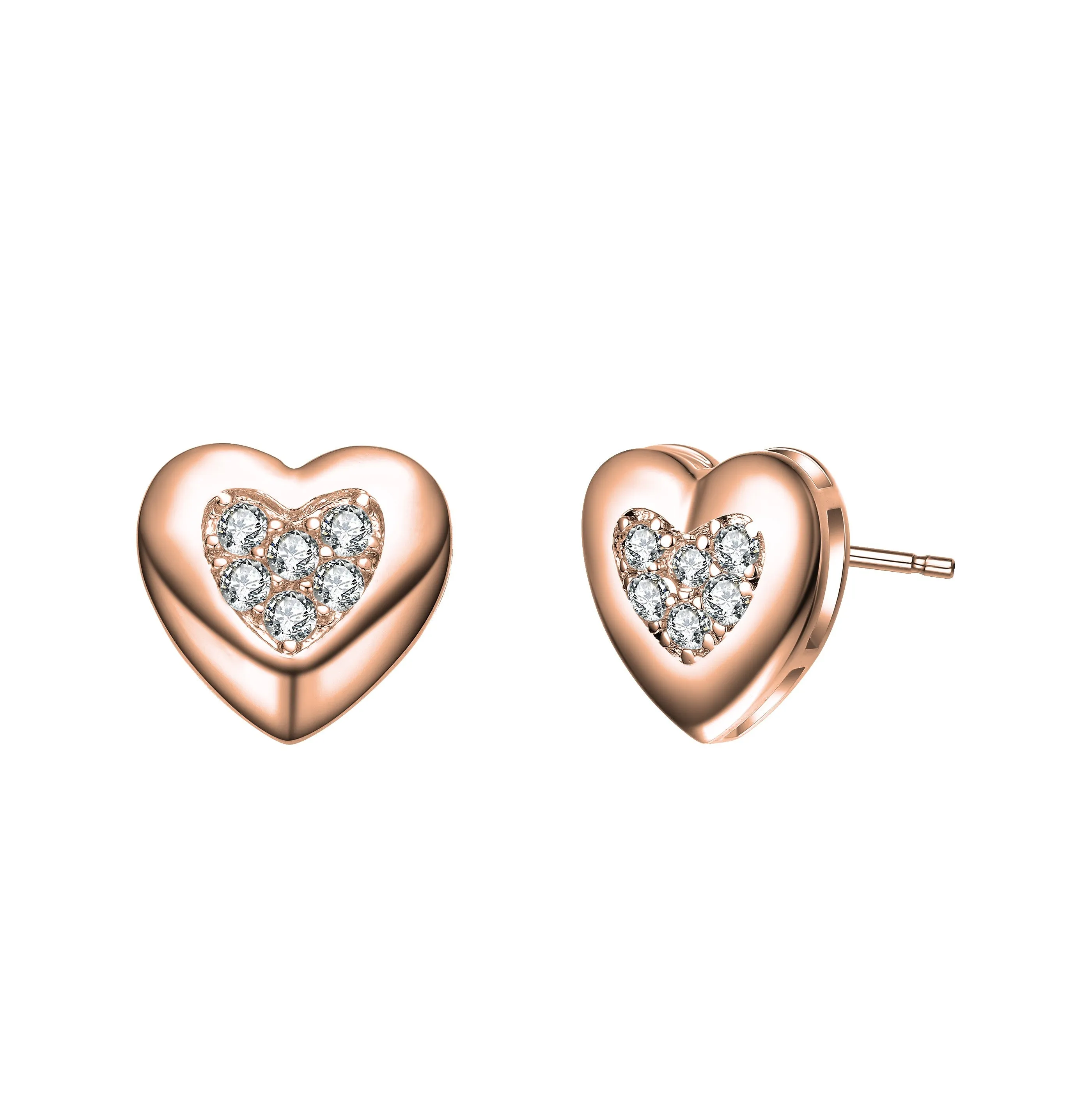 Lovely Gold Plated Heart Stud Earrings