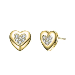 Lovely Gold Plated Heart Stud Earrings