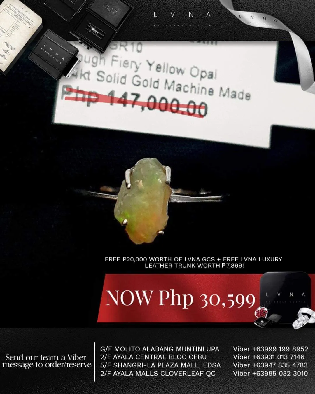 #LVNA2024 | LVNA Signatures Rough Fiery Yellow Rough Opal Gemstones Ring 14kt White Gold