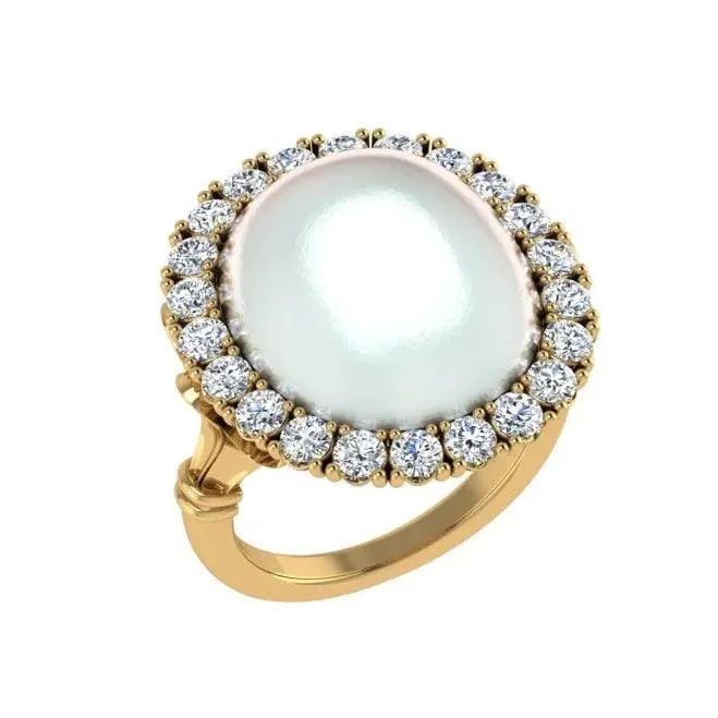 Mabe Pearl Diamond Halo Ring