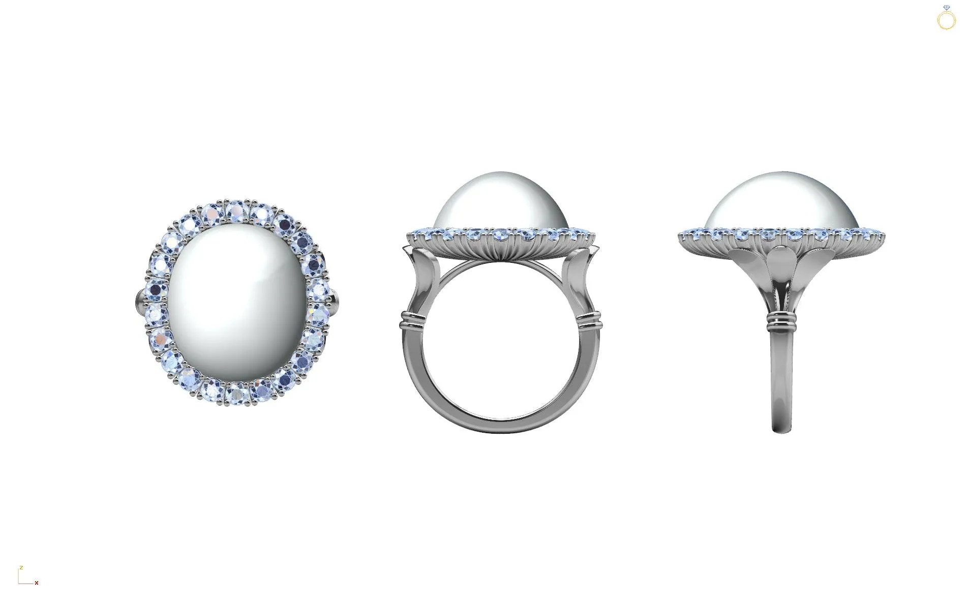 Mabe Pearl Diamond Halo Ring