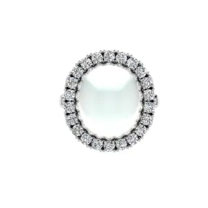 Mabe Pearl Diamond Halo Ring