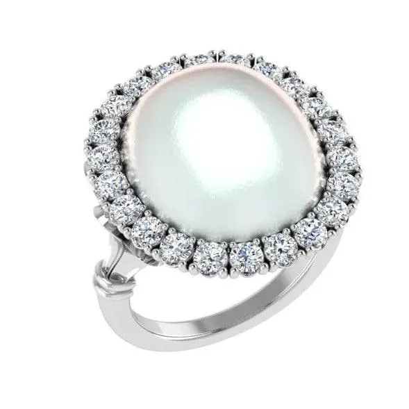 Mabe Pearl Diamond Halo Ring