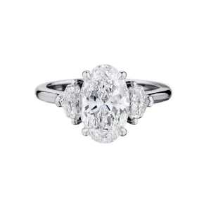 OVAL CUT DIAMOND RING WITH CADILLAC SIDE DIAMONDS