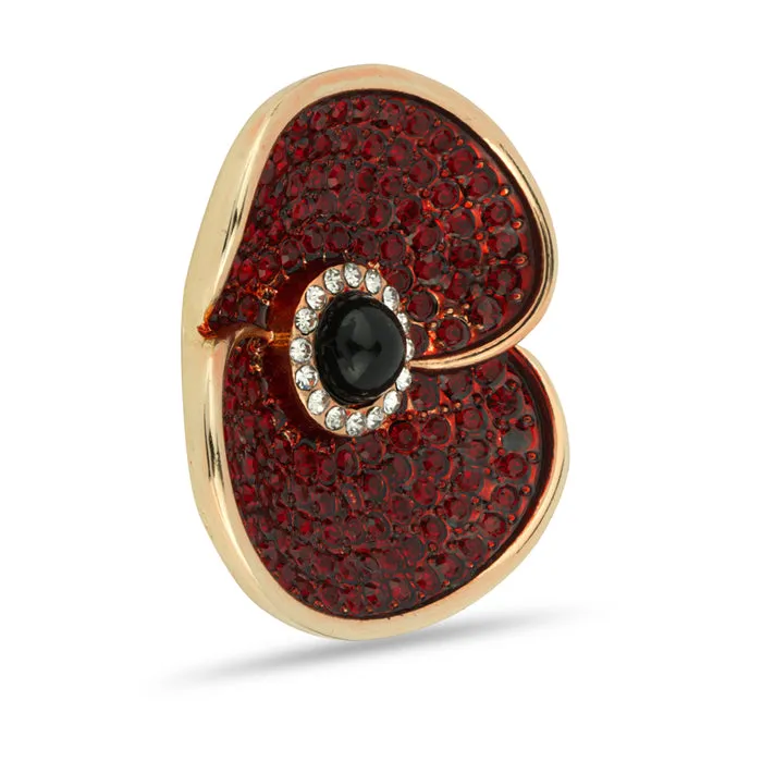 Pave Crystal Poppy Brooch