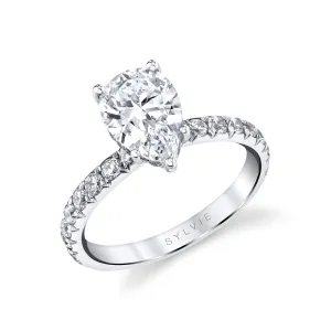 Pear Shaped Classic Wide Band Engagement Ring - Malencia