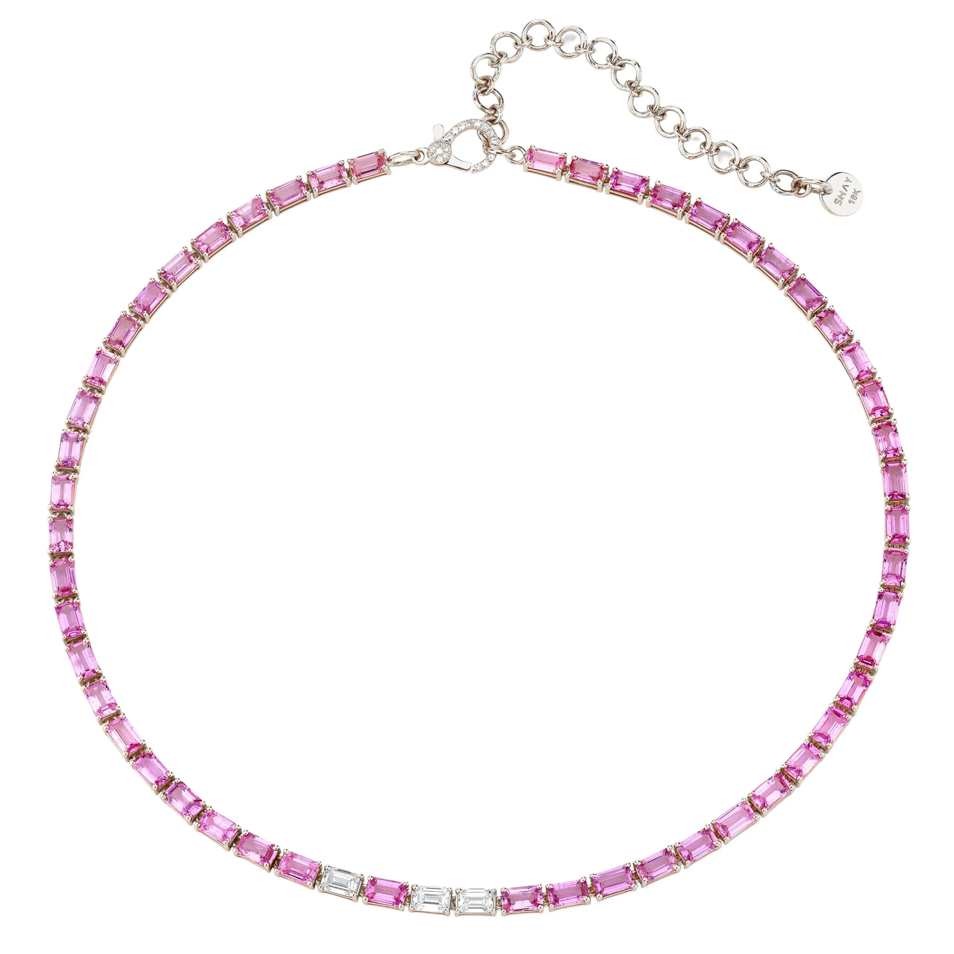 PINK SAPPHIRE & DIAMOND TENNIS NECKLACE