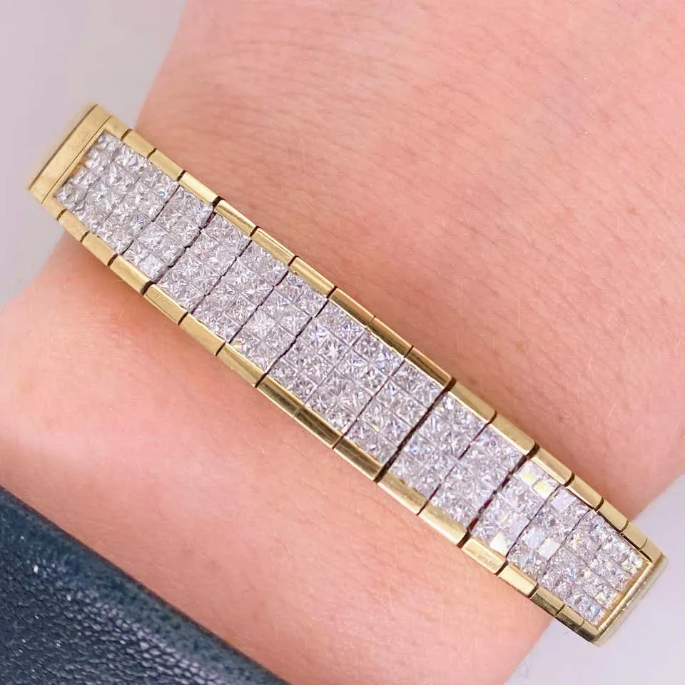 Princess Cut Pave Diamond Bracelet