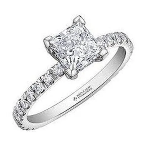 Princess Cut Solitaire with diamond set shoulders 1.75ct