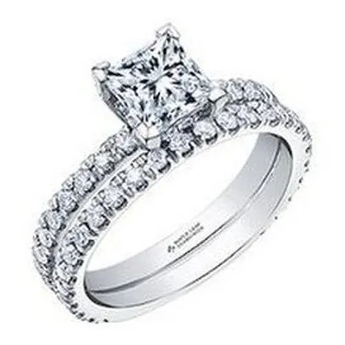 Princess Cut Solitaire with diamond set shoulders 1.75ct