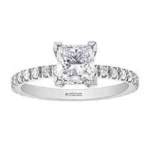 Princess Cut Solitaire with diamond set shoulders 1.75ct