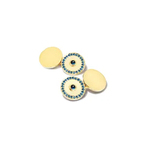 Pushkin Single Ended Cufflinks 18ct Yellow Gold - Sapphire