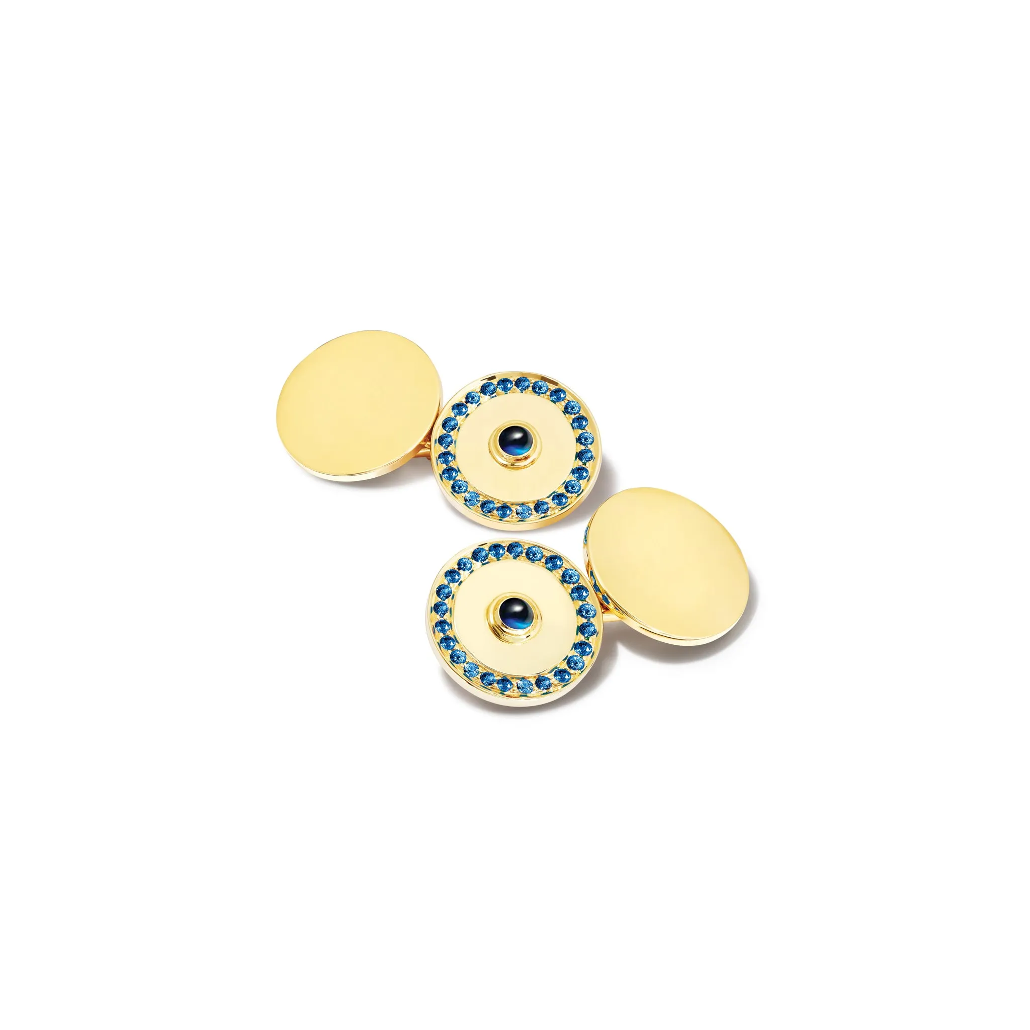 Pushkin Single Ended Cufflinks 18ct Yellow Gold - Sapphire