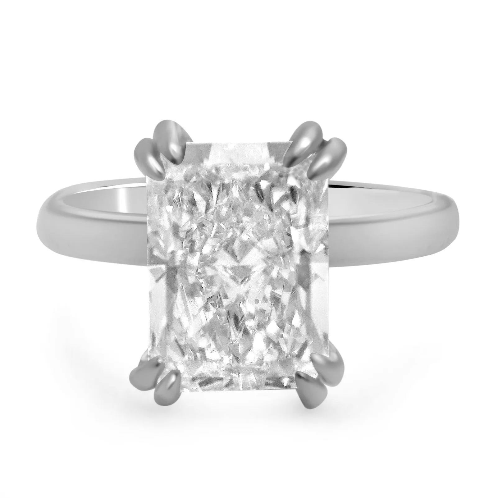 Radiant Double Claw Prong Solitaire Engagement Ring