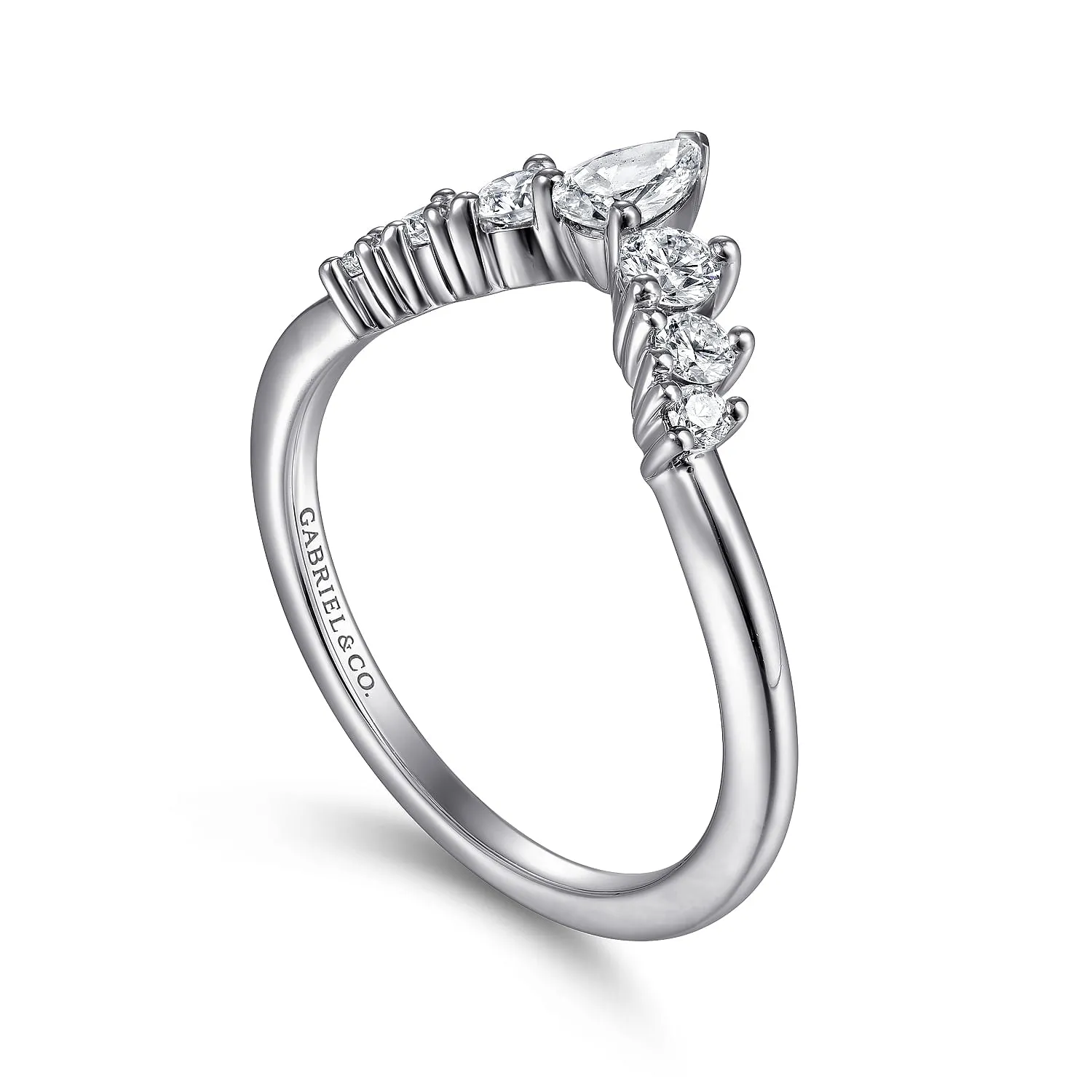 Reggio - 14K White Gold Curved Diamond Band