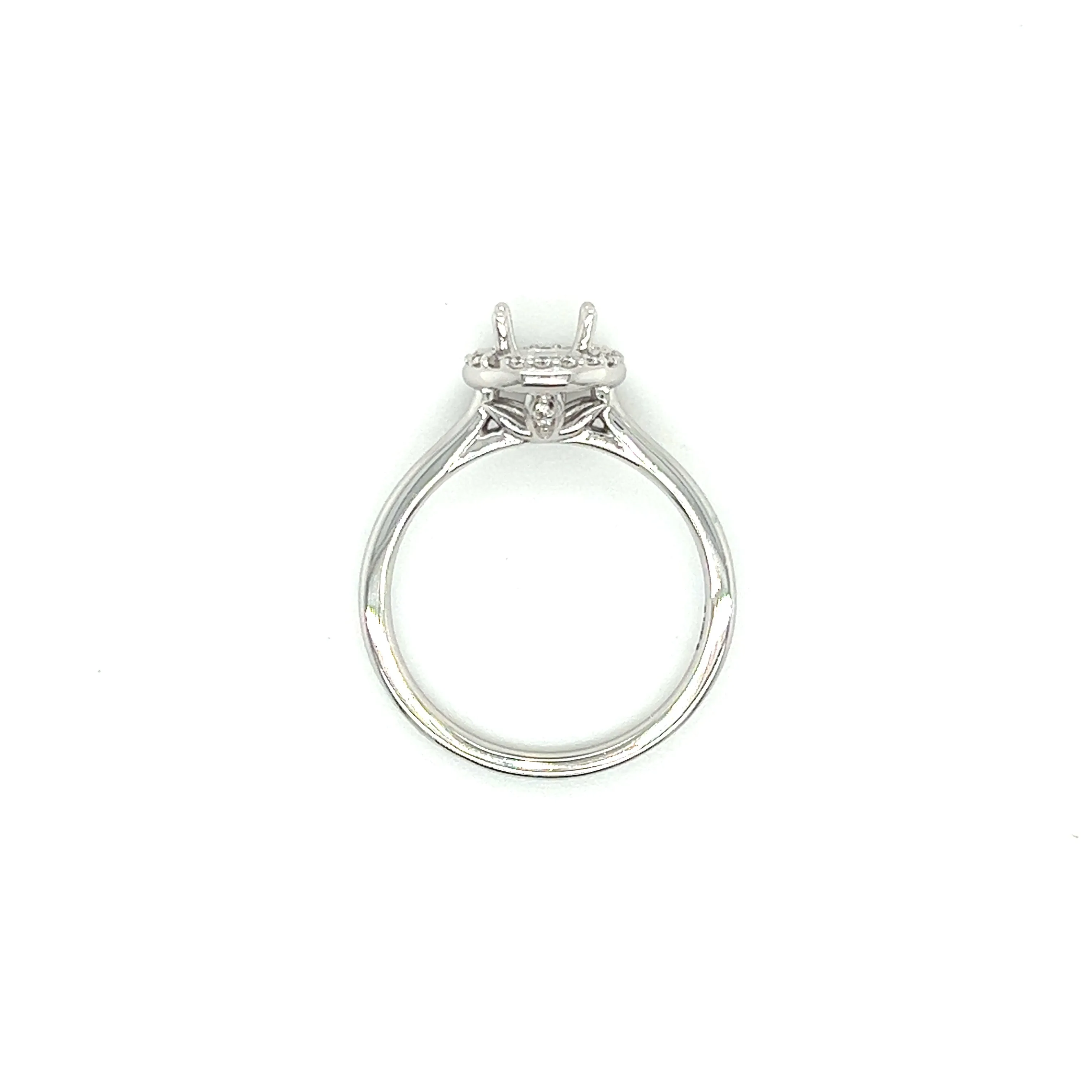 Ring Setting with Round Diamond Halo in 14K White Gold