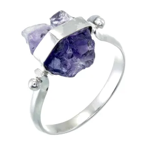 ROUGH AMETHYST SWIVEL RING - SILVER