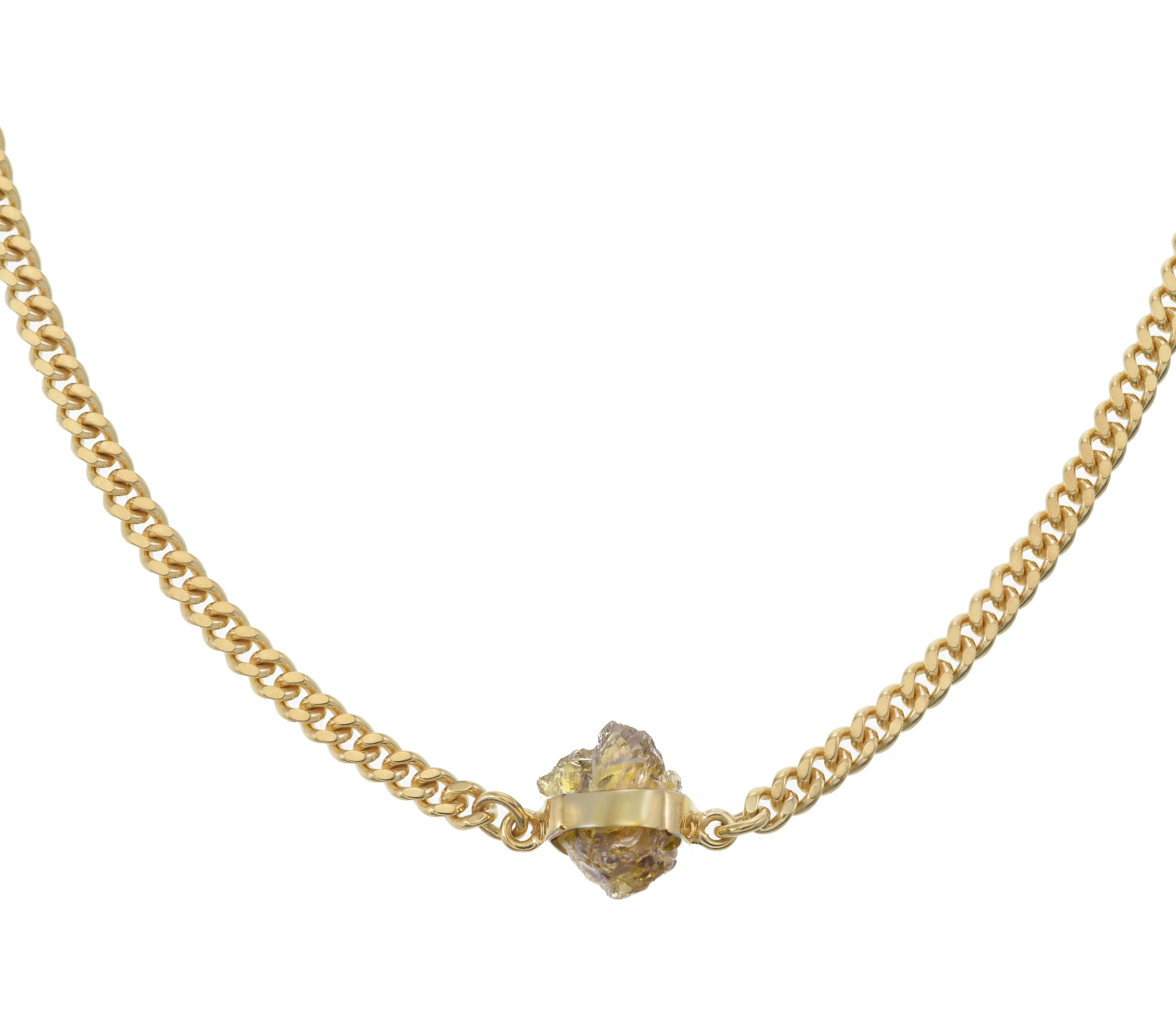 ROUGH GEM NECKLACE - CITRINE - GOLD