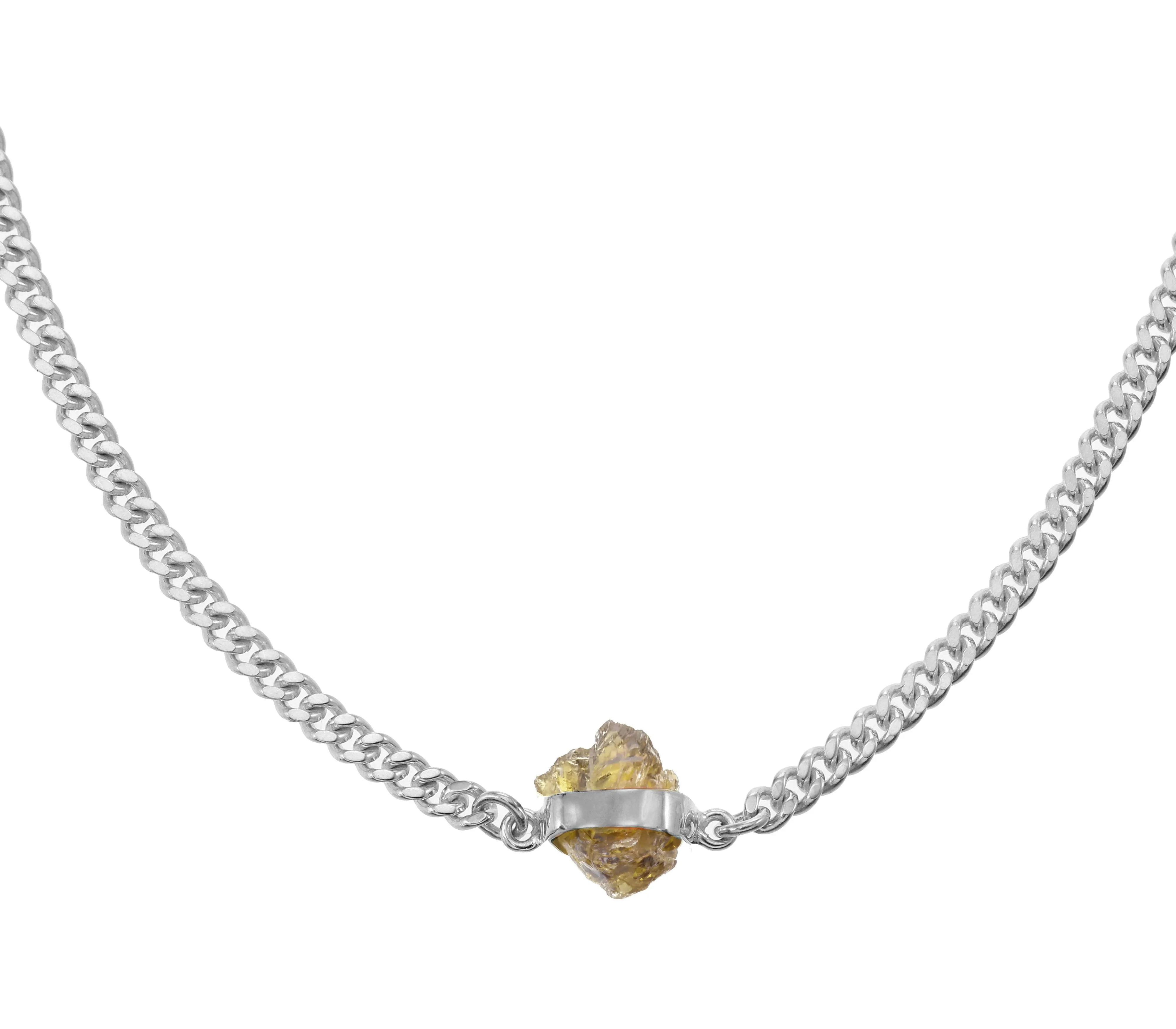 ROUGH GEM NECKLACE - CITRINE - SILVER