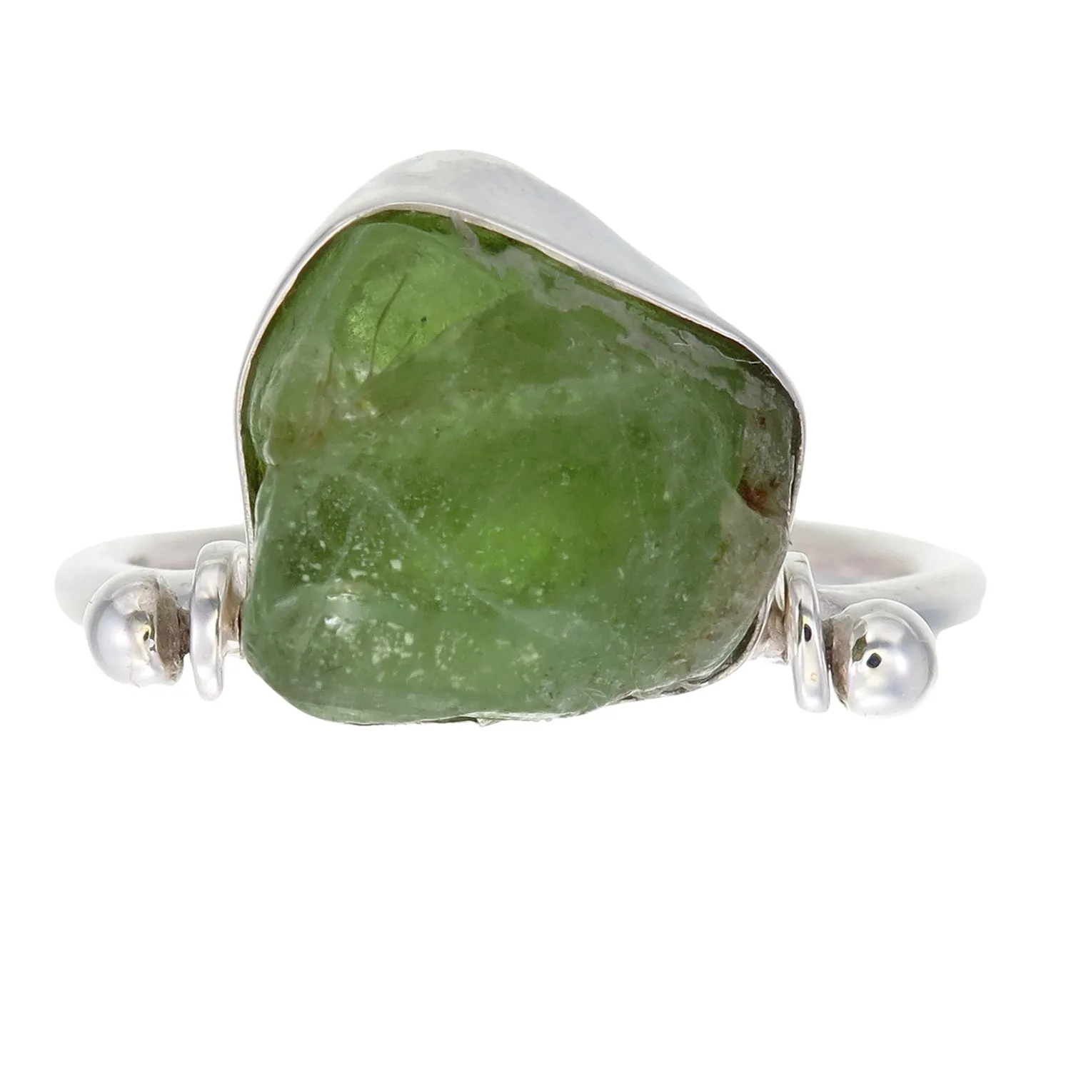 ROUGH PERIDOT SWIVEL RING - SILVER