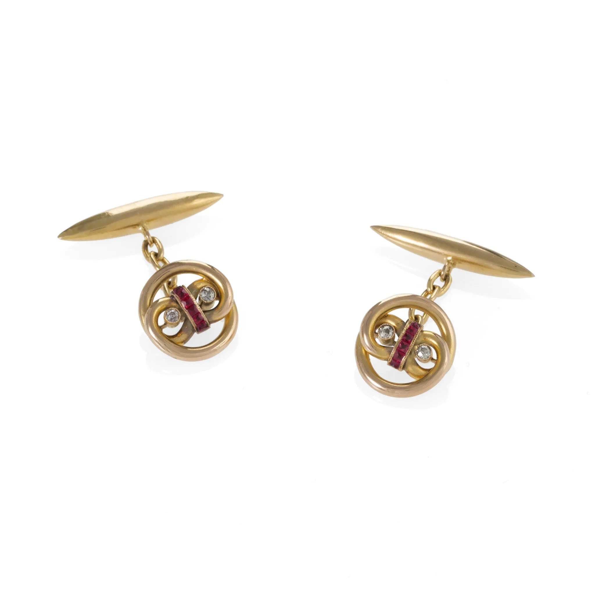 Ruby and Diamond Cuff Links