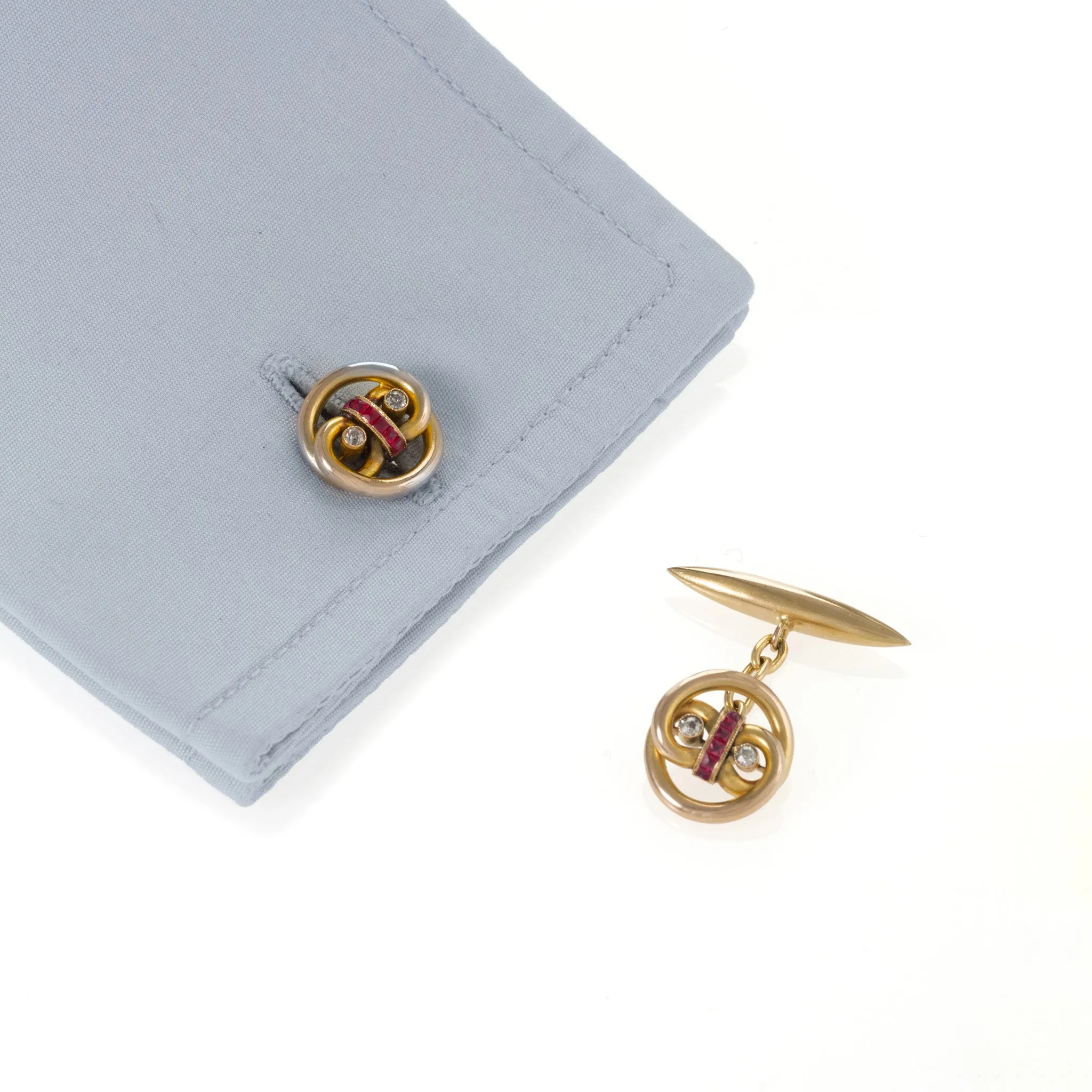 Ruby and Diamond Cuff Links