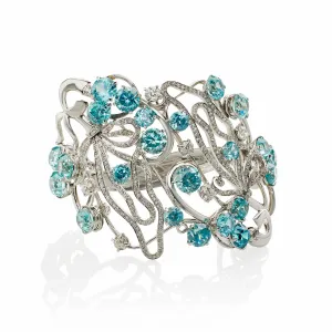 Seaman Schepps Blue Zircon and Diamond Bracelet