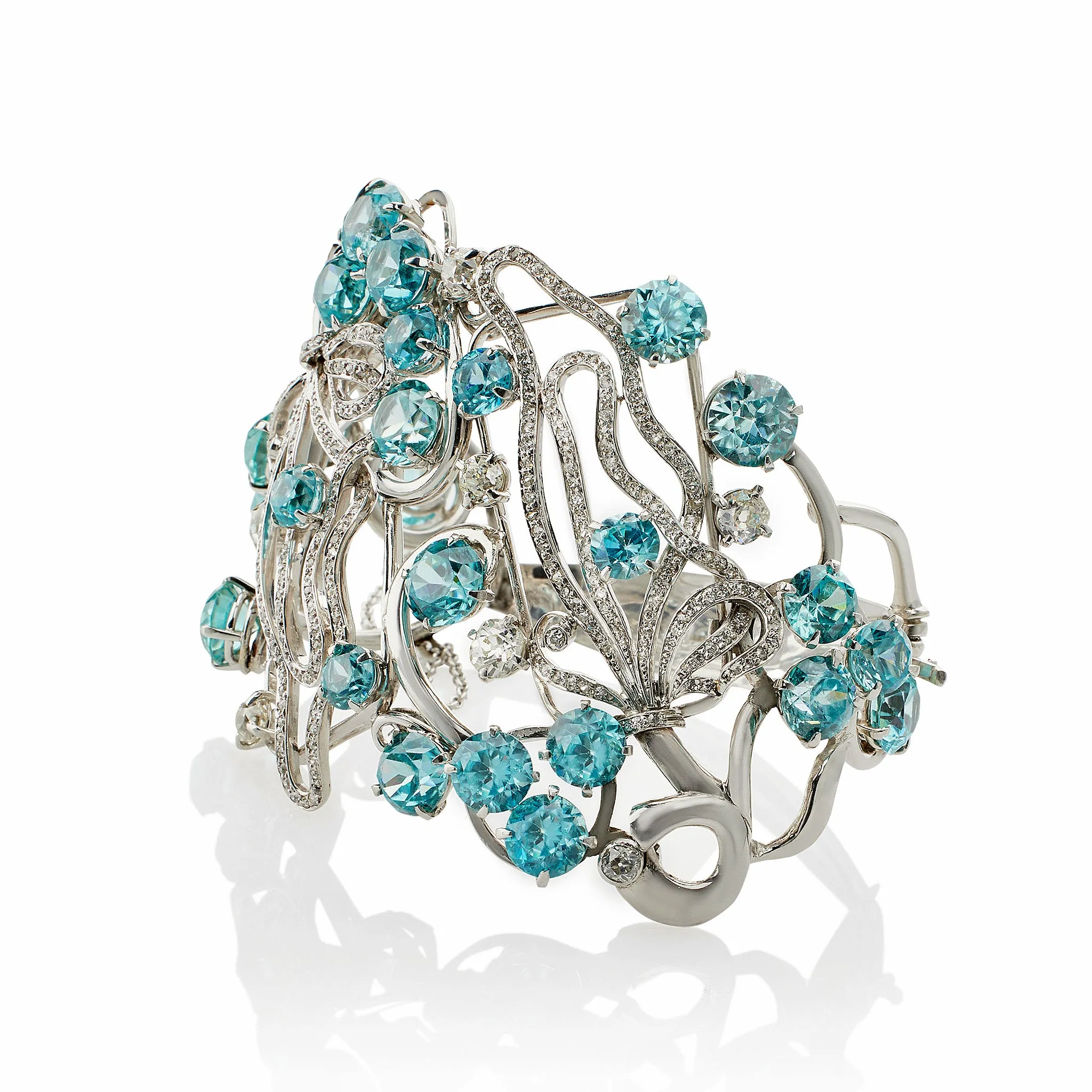 Seaman Schepps Blue Zircon and Diamond Bracelet