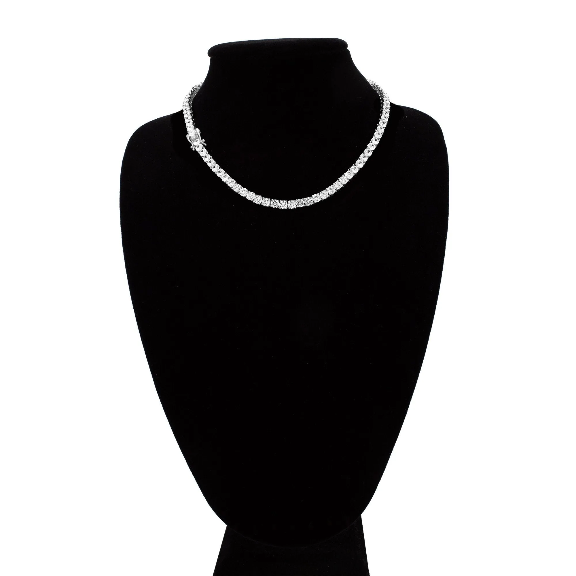 Silver Tennis Chain Cubic Zirconia Necklace For Women 18" 20" 24"