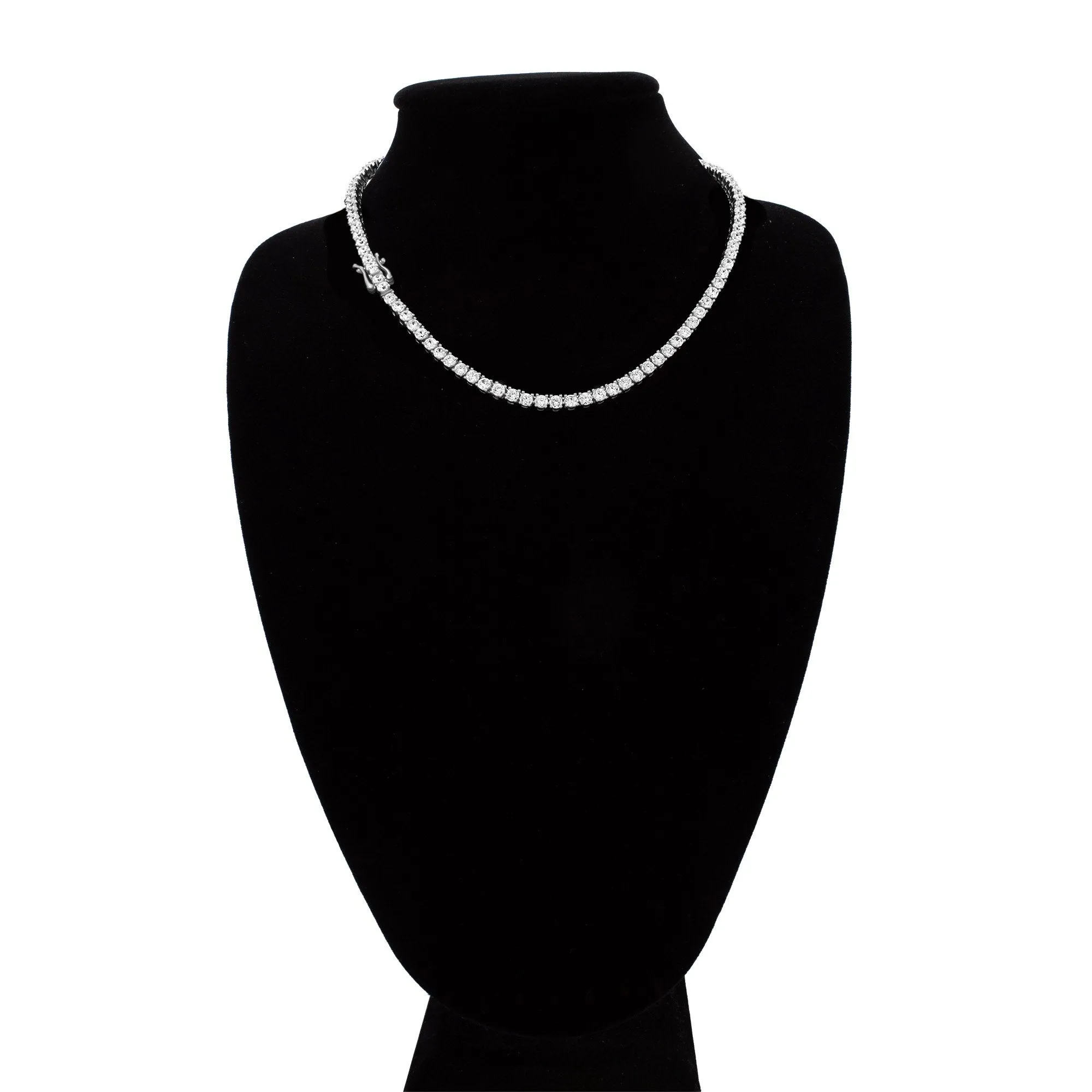 Silver Tennis Chain Cubic Zirconia Necklace For Women 18" 20" 24"