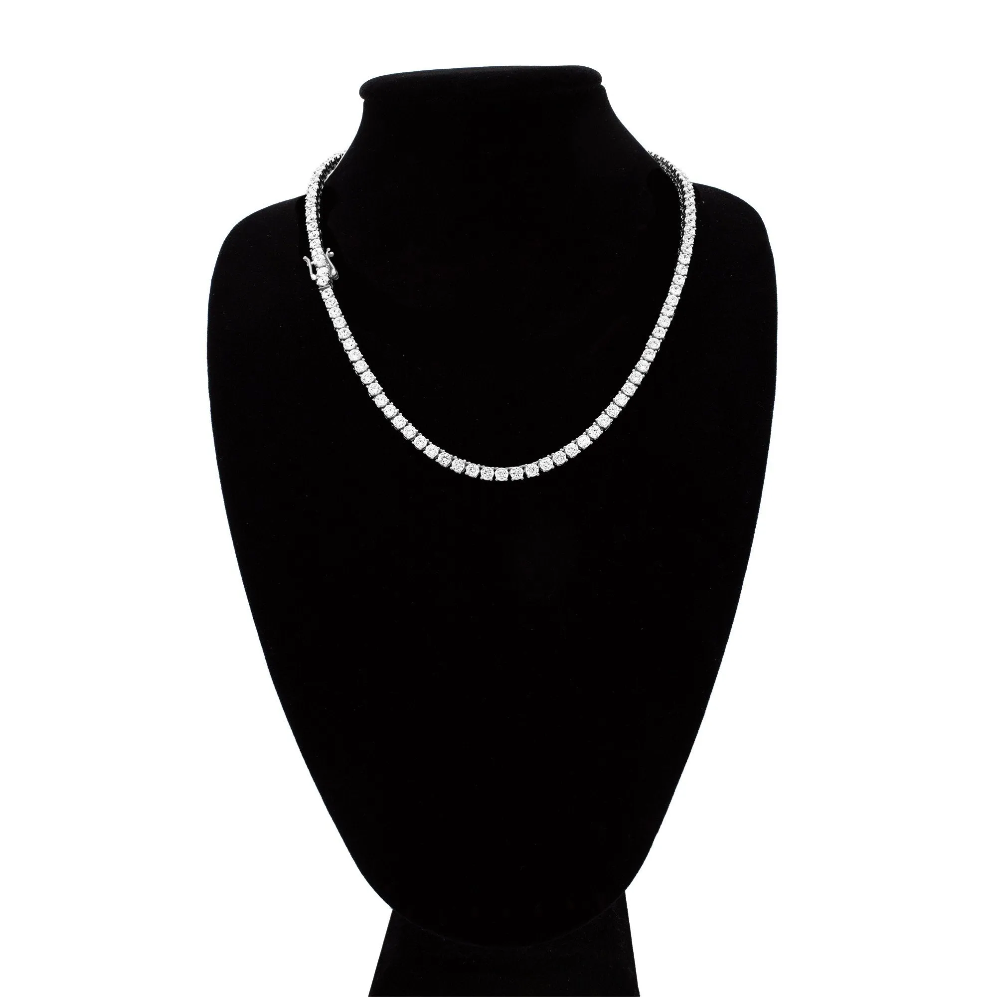 Silver Tennis Chain Cubic Zirconia Necklace For Women 18" 20" 24"