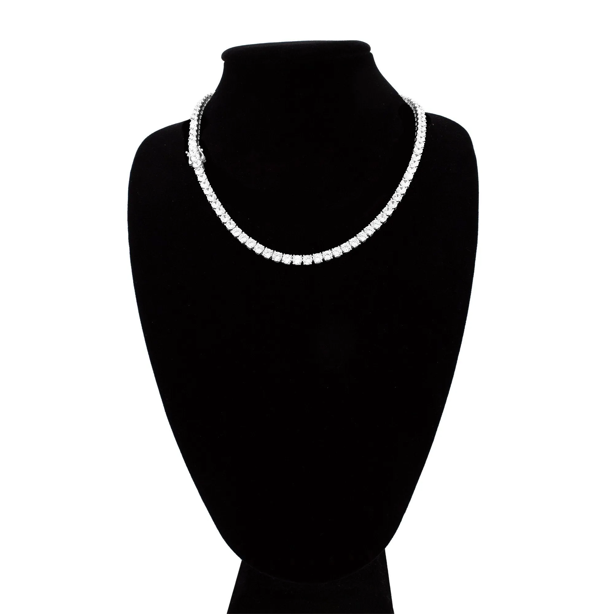 Silver Tennis Chain Cubic Zirconia Necklace For Women 18" 20" 24"