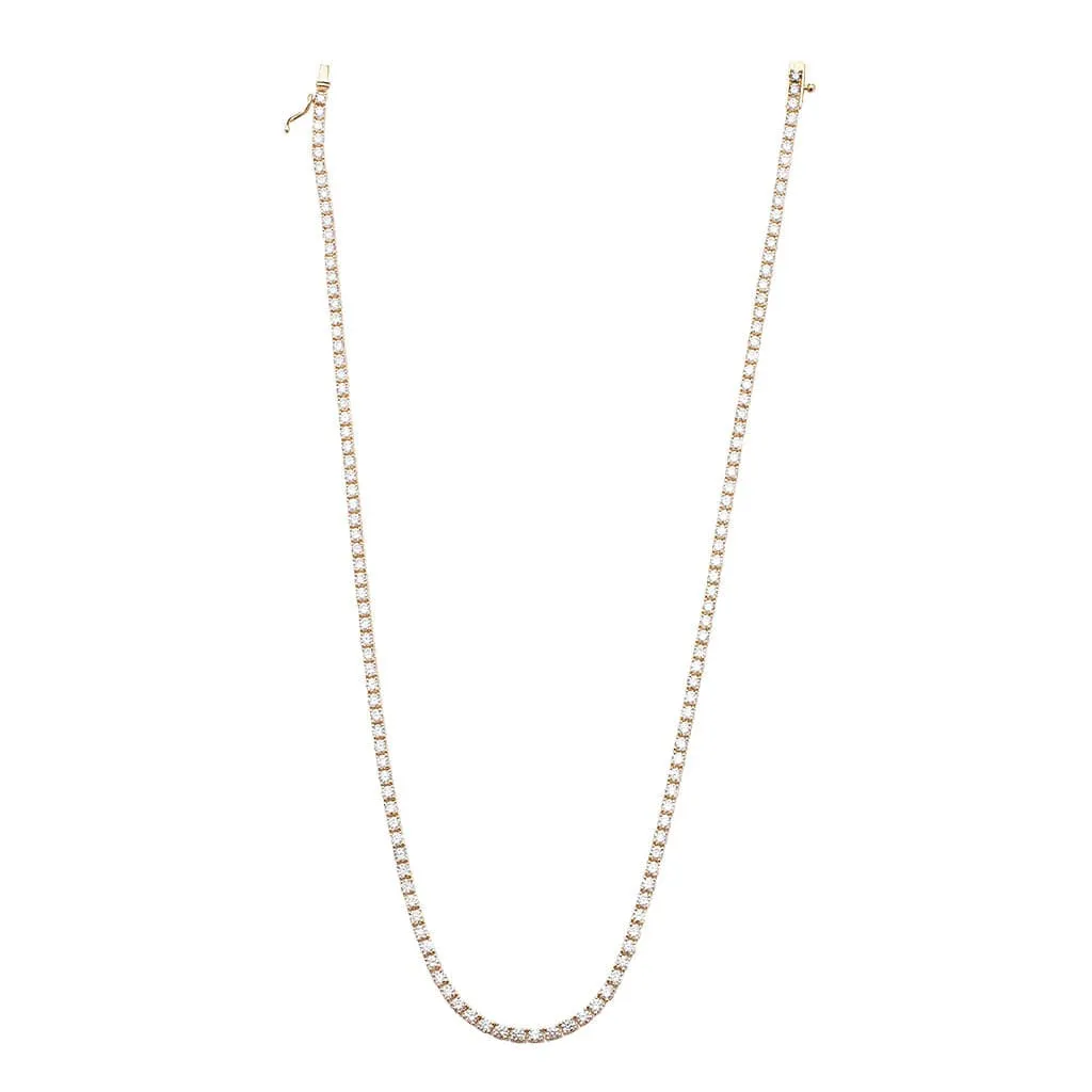 Small 14K Gold and Diamond Tennis Necklace 4-Prong Setting