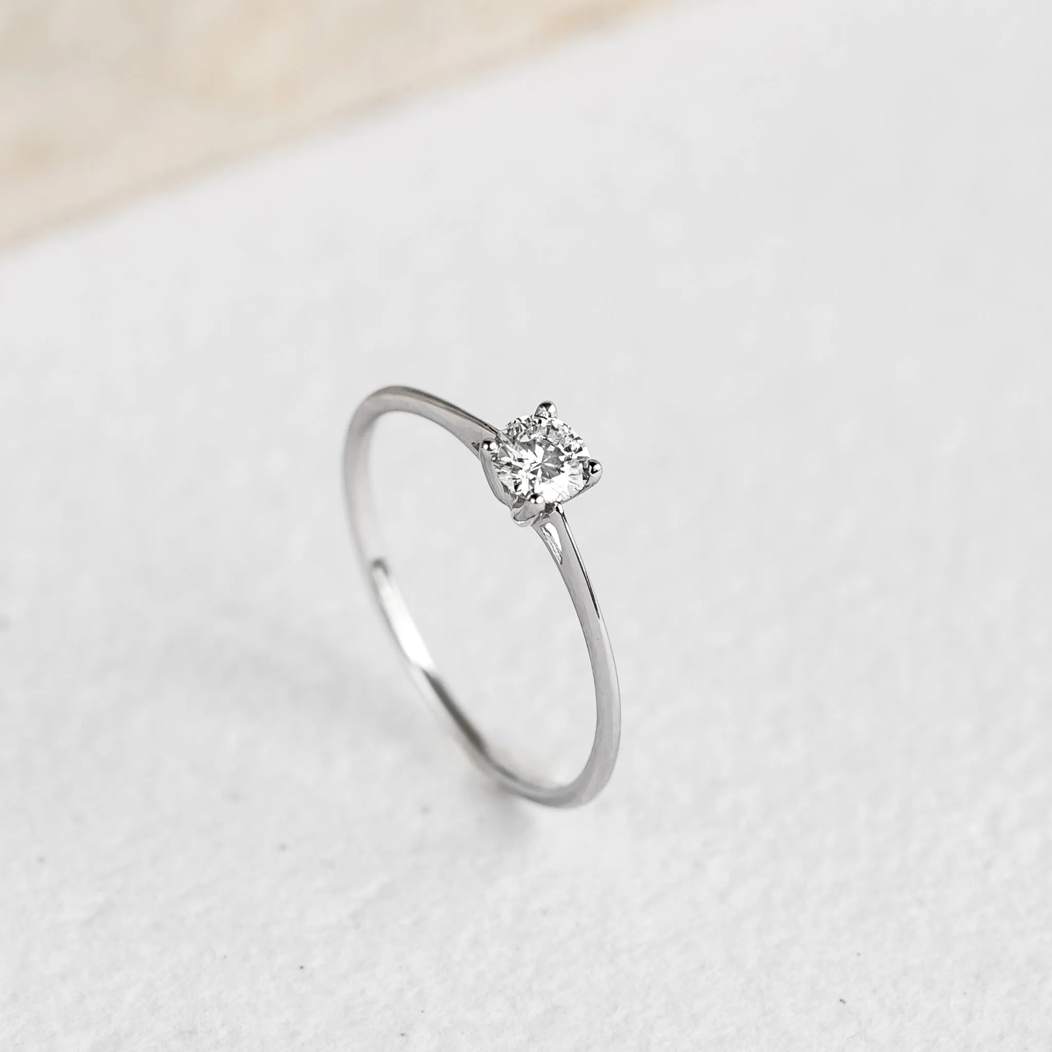 Solitaire Diamond Ring White Gold