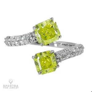 Spectra Fine Jewelry GIA Certified Natural Fancy Vivid Green-Yellow Diamond 18K