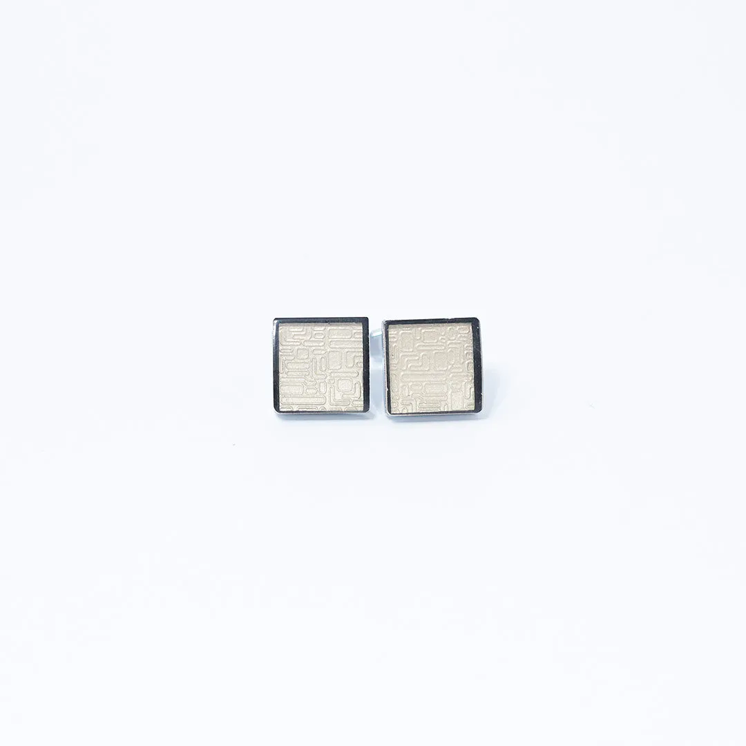 SQUARE GRID GOLD-TONED CUFFLINKS