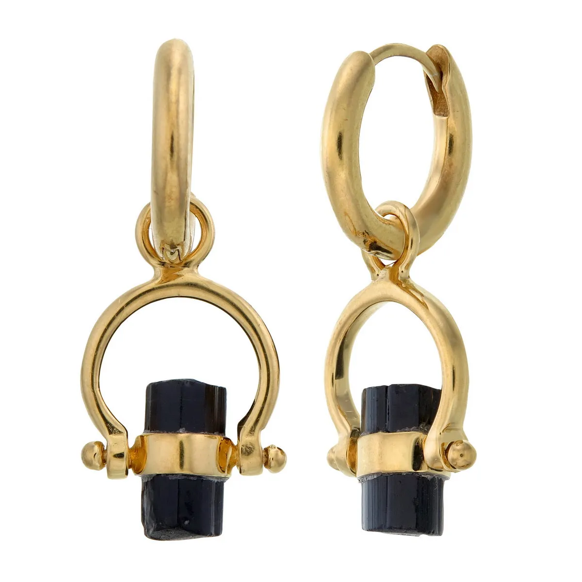 SUNDAY SWIVEL HOOPS - BLACK TOURMALINE - GOLD