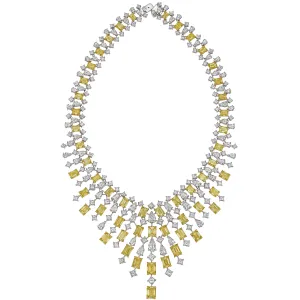 'The Elizabeth' Multi-Shaped White and Fancy Light Yellow Diamond Necklace, 125 CT