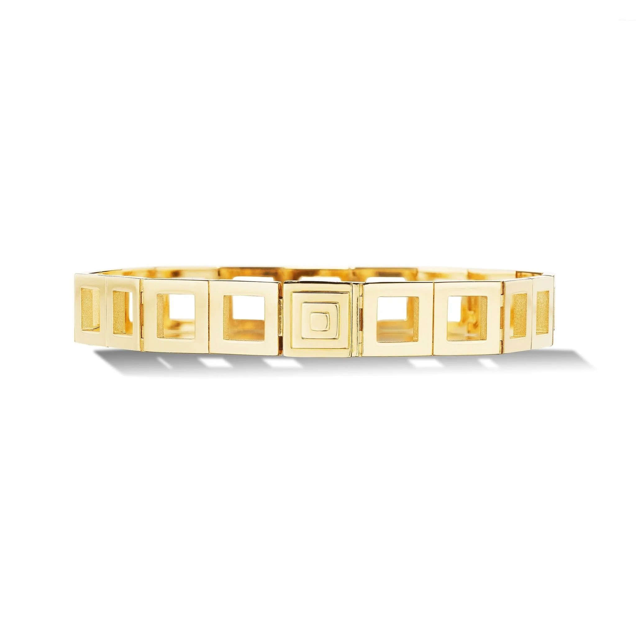 Thin Yellow Gold Foundation Square Link Bracelet