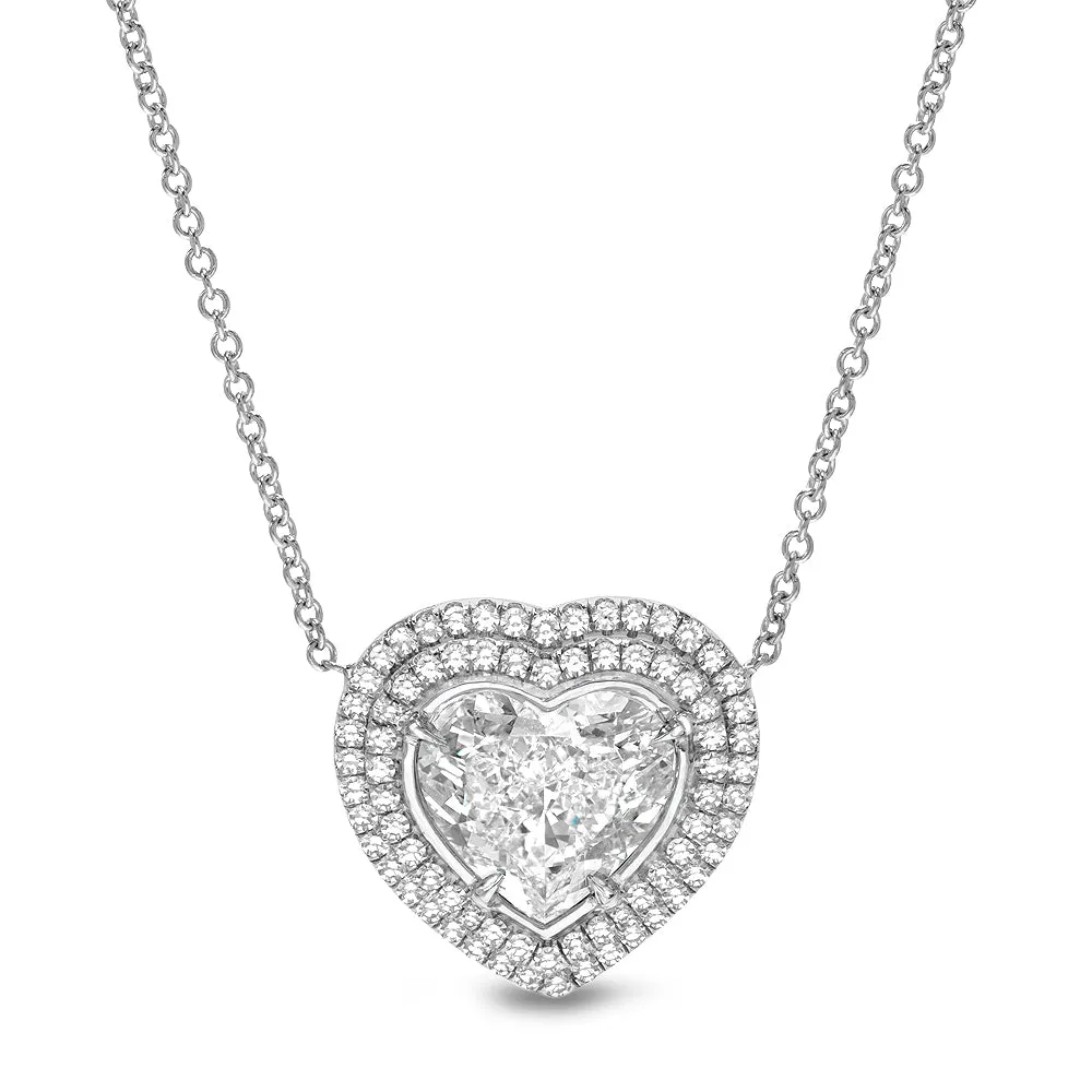 Valentina Double Halo Heart Pendant