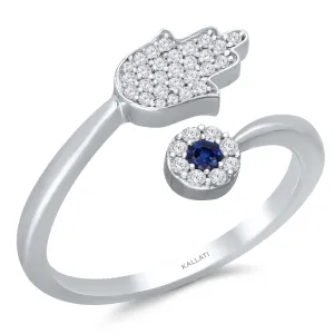 White Gold Sapphire & Diamond Evil Eye Ring