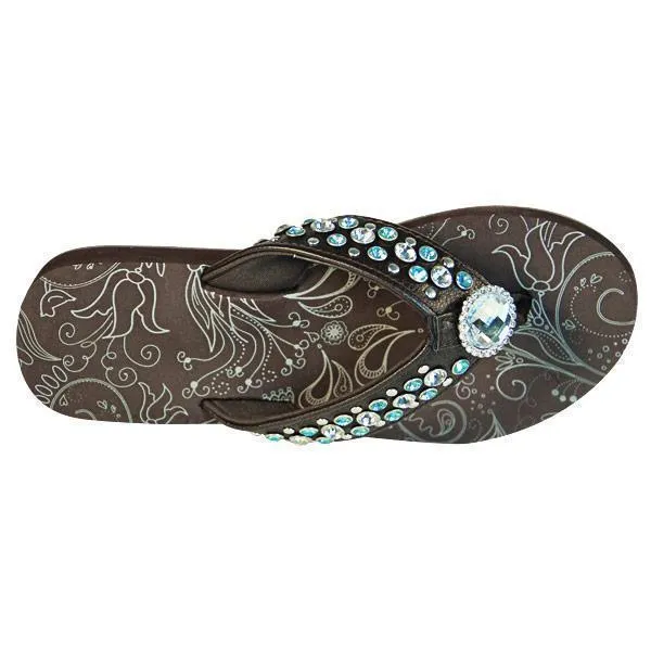 Xelement LU8587 Women's Black Diamond Floral Sandals