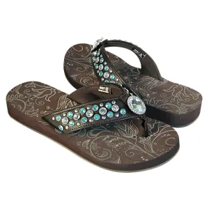 Xelement LU8587 Women's Black Diamond Floral Sandals