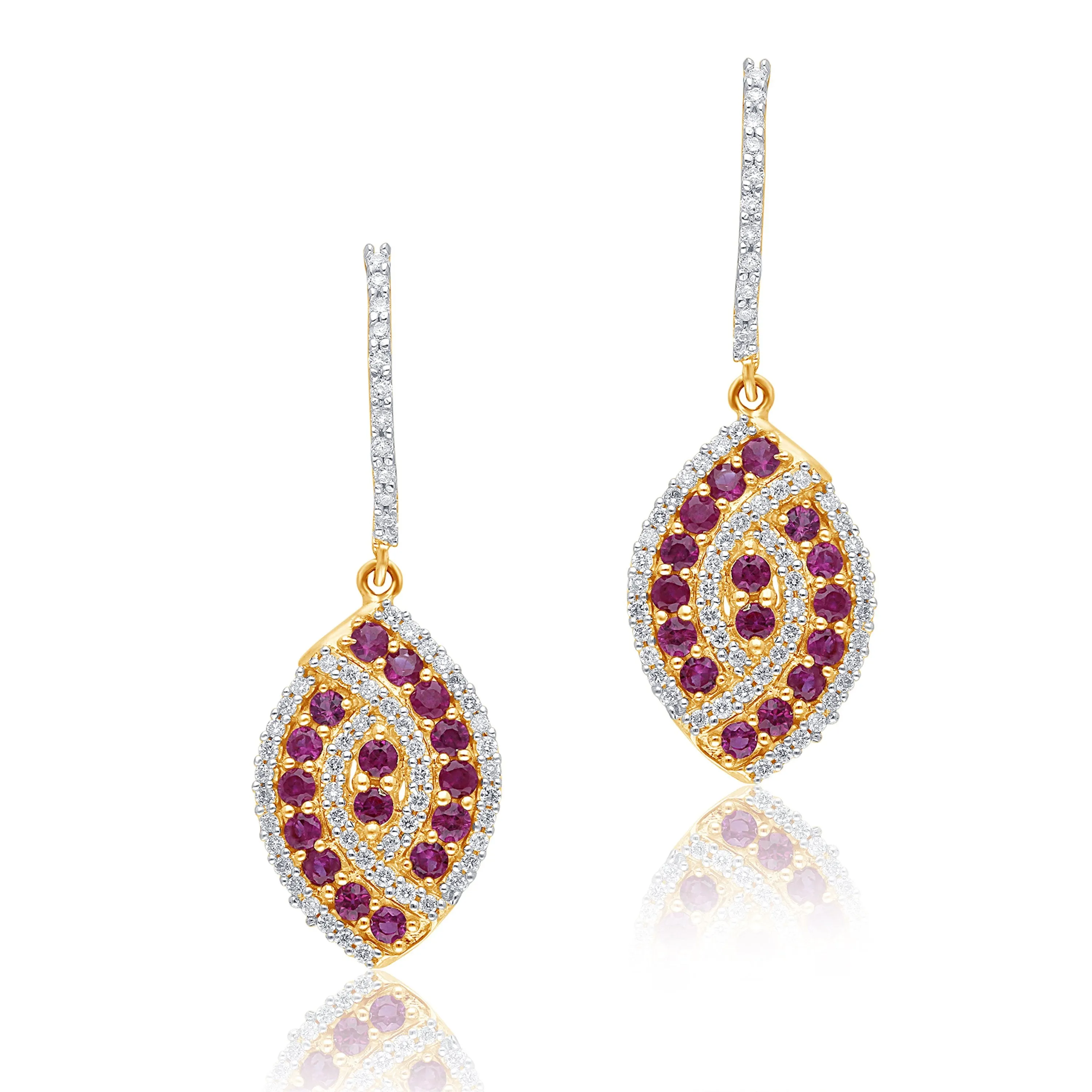 Yellow Gold Ruby & Diamond Infinite Earrings