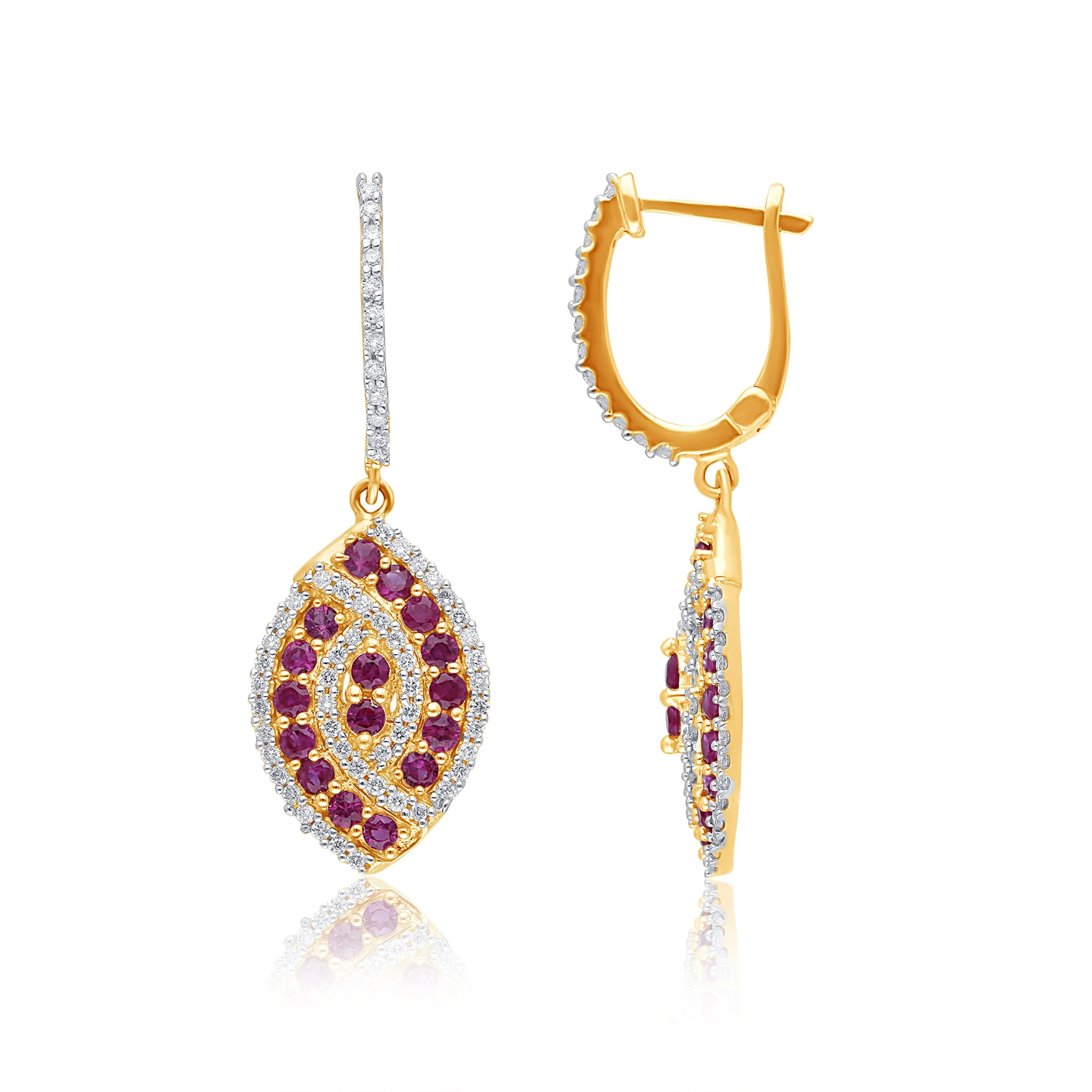 Yellow Gold Ruby & Diamond Infinite Earrings