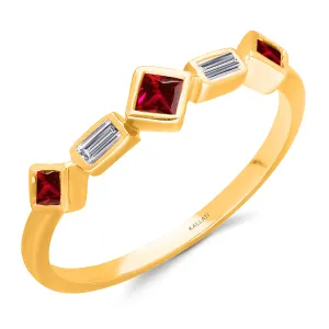 Yellow Gold Ruby & Diamond Legendary Ring